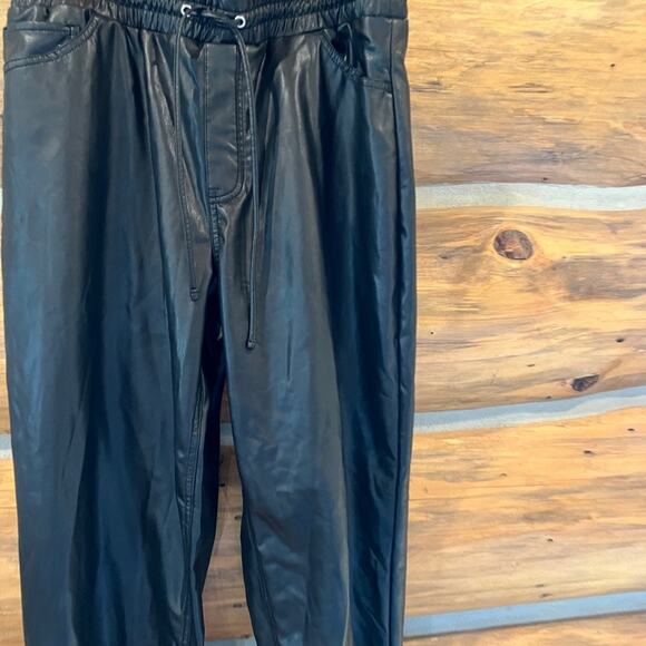 Express High Waisted Faux Leather Pull On Jogger Pants - Picture 3 of 5
